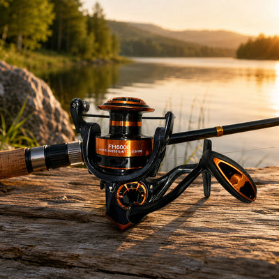 Mulineta Spinning pentru Pescuit, Model FH6000 – imagine comercială în ambient