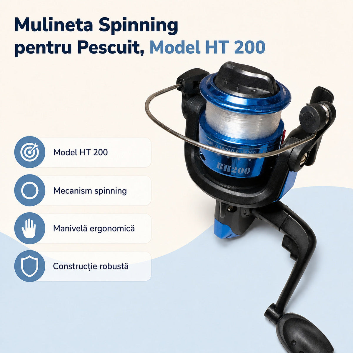 Mulineta Spinning pentru Pescuit, Model HT 200 – caracteristici și beneficii