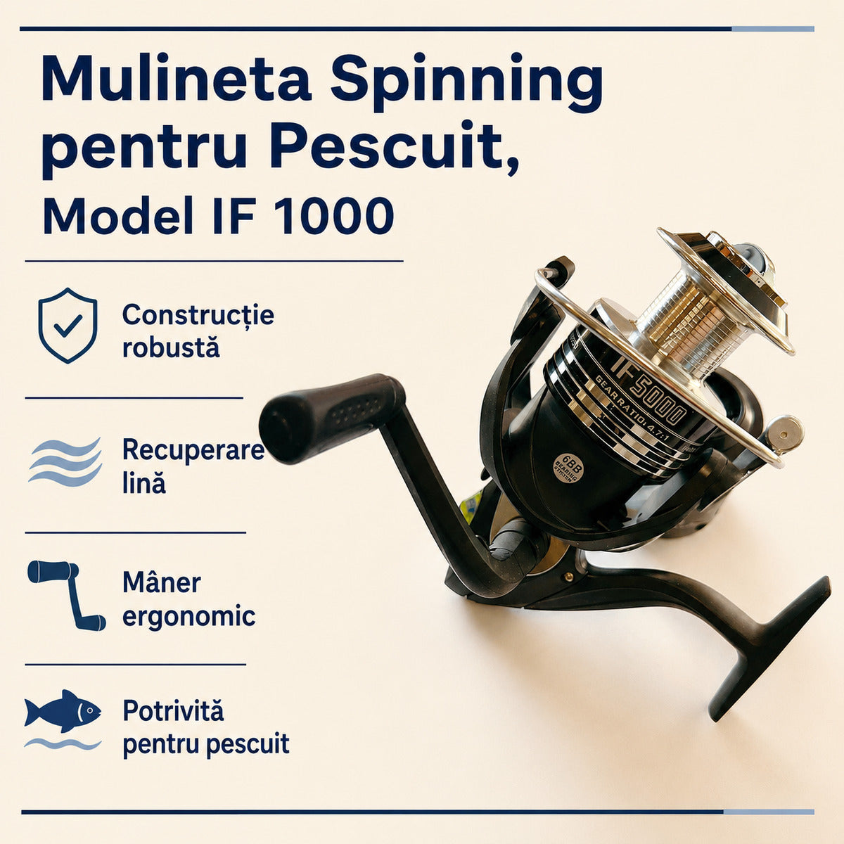 Mulineta Spinning pentru Pescuit, Model IF 1000 – caracteristici și beneficii