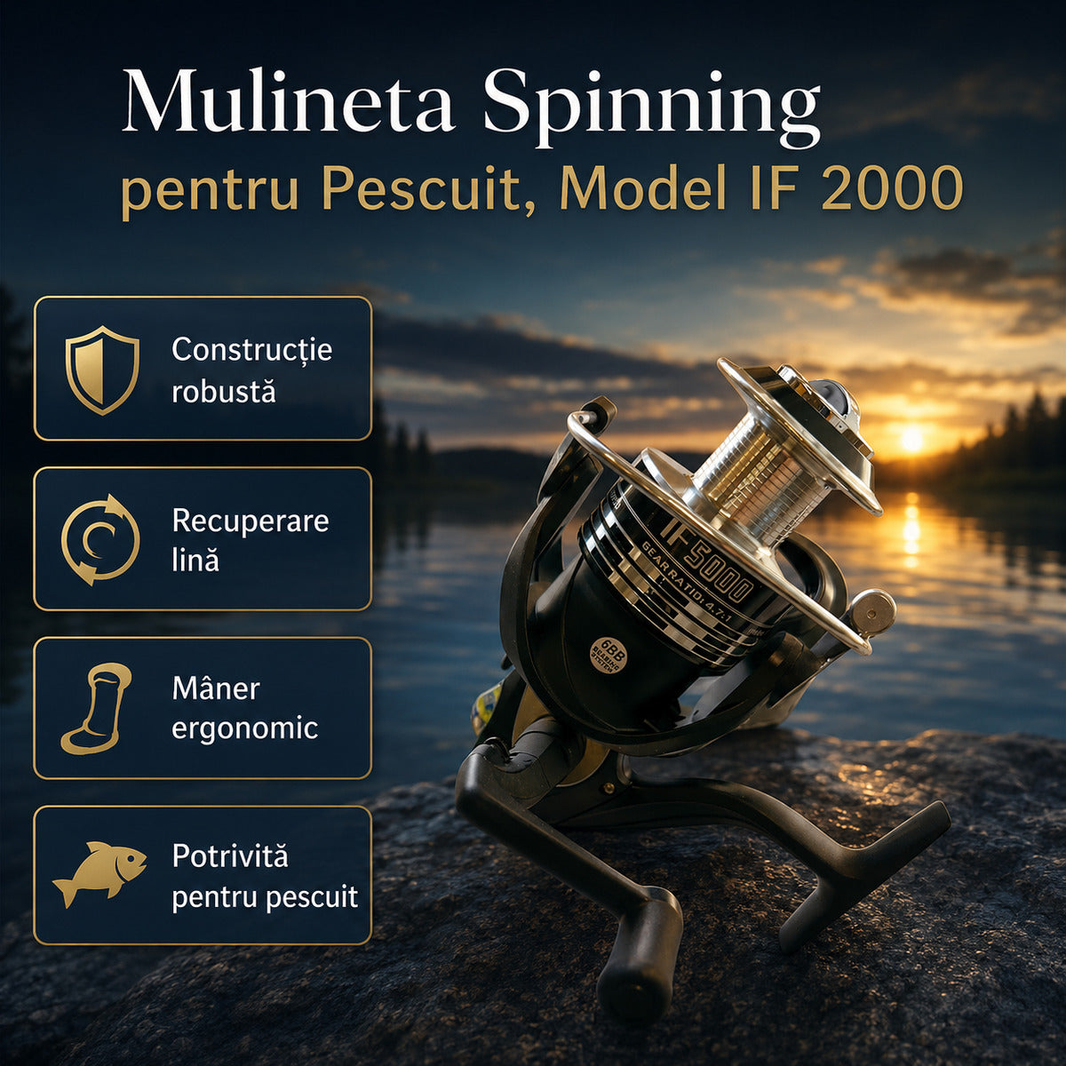 Mulineta Spinning pentru Pescuit, Model IF 2000 – imagine principală promoțională