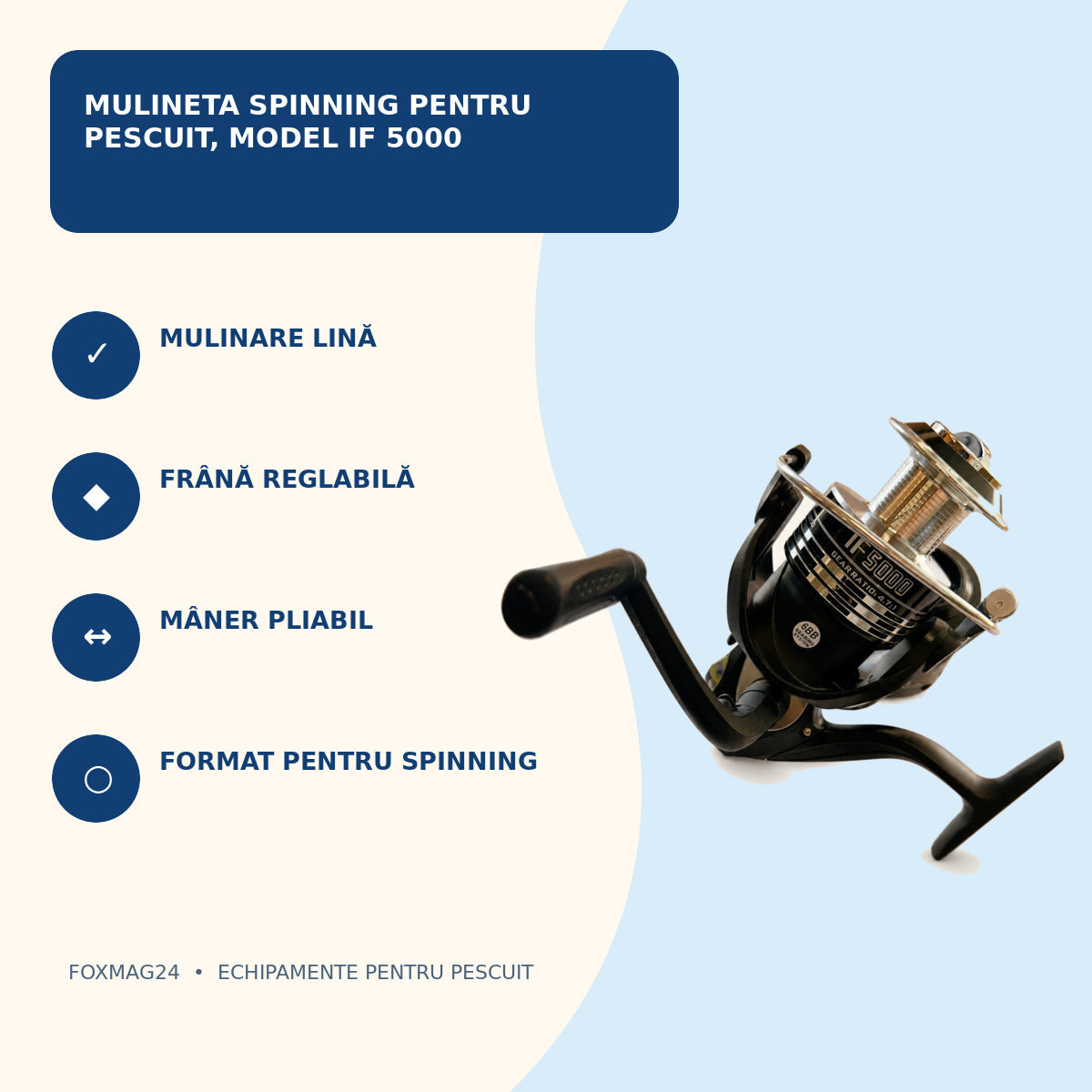 Mulineta Spinning pentru Pescuit, Model IF 5000 – caracteristici