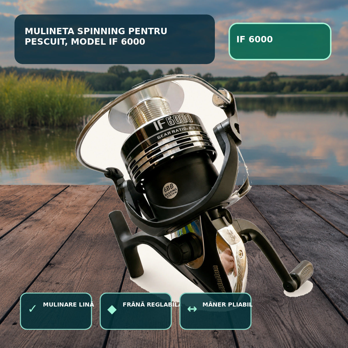 Mulineta Spinning pentru Pescuit, Model IF 6000 – imagine principală