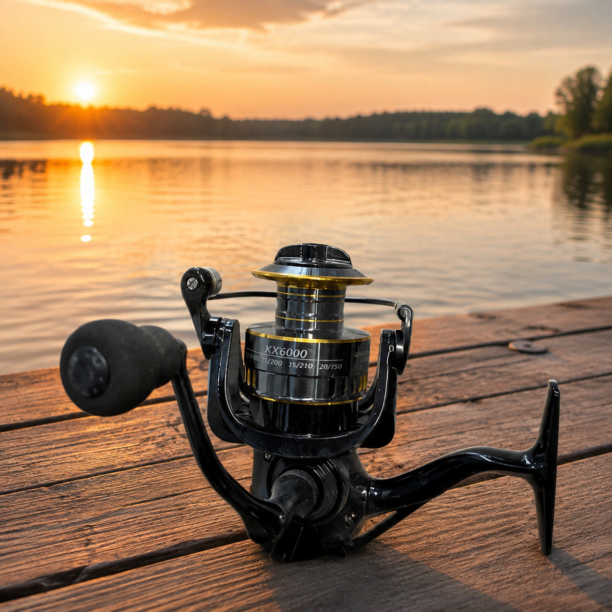 Mulineta Spinning pentru Pescuit, Model KX3000 – imagine comercială în ambient