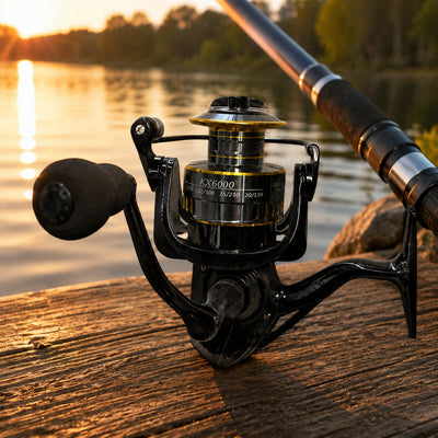 Mulineta Spinning pentru Pescuit, Model KX6000 – imagine comercială în ambient