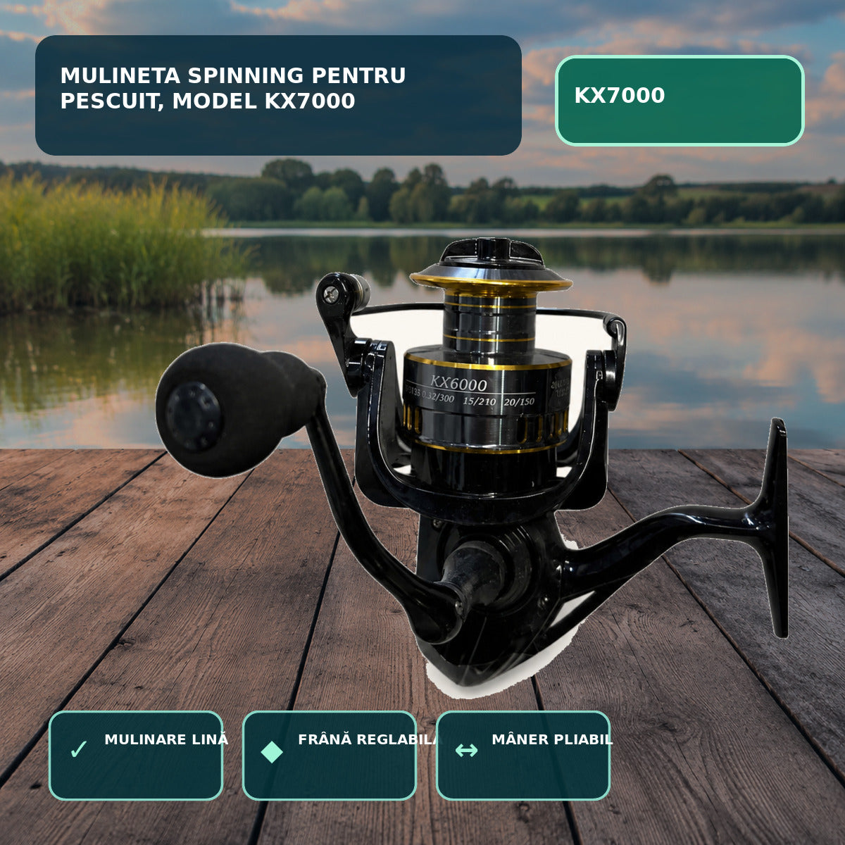Mulineta Spinning pentru Pescuit, Model KX7000 – imagine principală