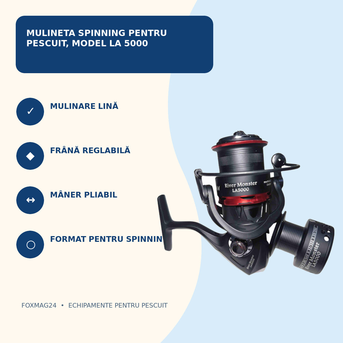 Mulineta Spinning pentru Pescuit, Model LA 5000 – caracteristici