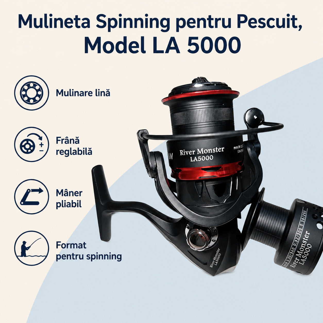 Mulineta Spinning pentru Pescuit, Model LA 5000 – caracteristici