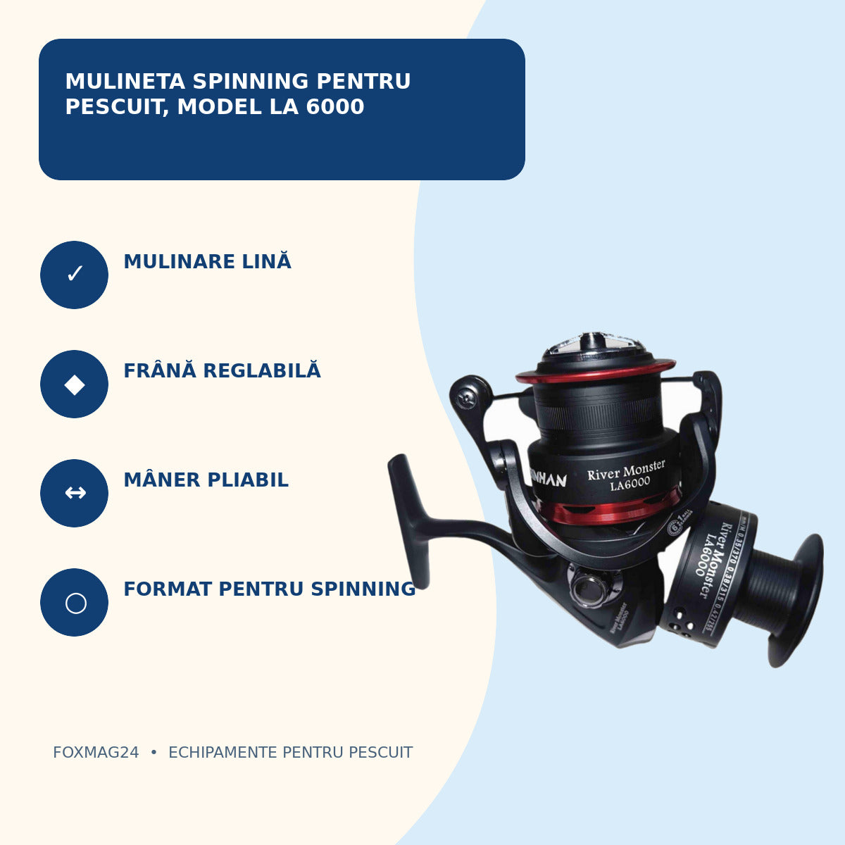 Mulineta Spinning pentru Pescuit, Model LA 6000 – caracteristici