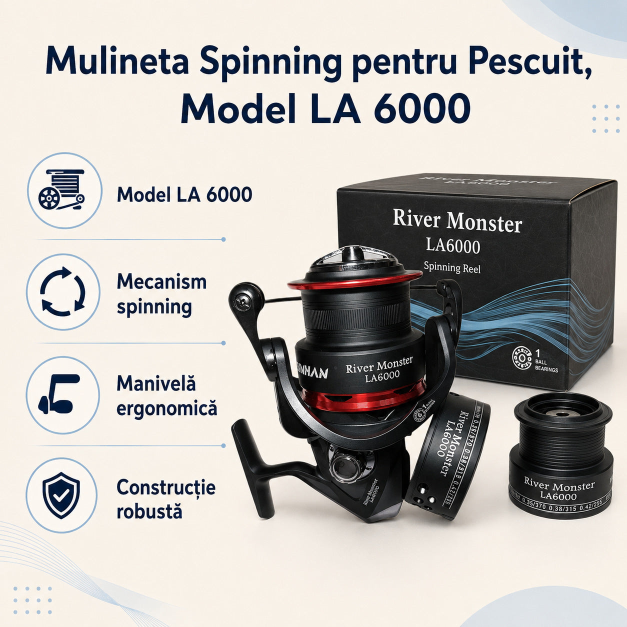 Mulineta Spinning pentru Pescuit, Model LA 6000 – caracteristici