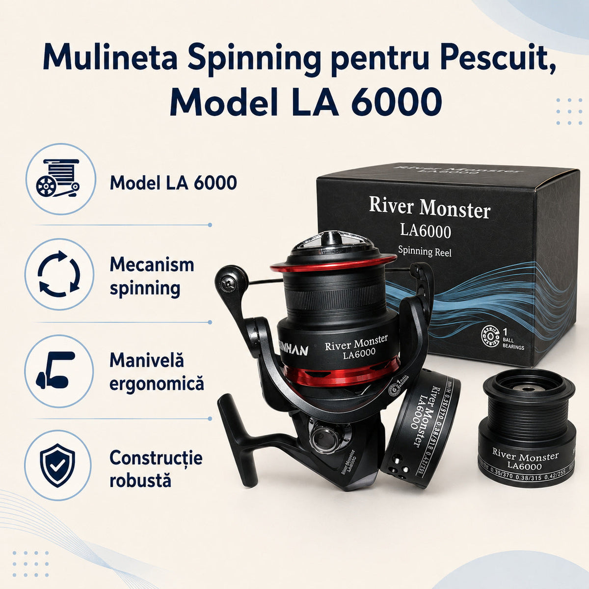 Mulineta Spinning pentru Pescuit, Model LA 6000 – caracteristici și beneficii