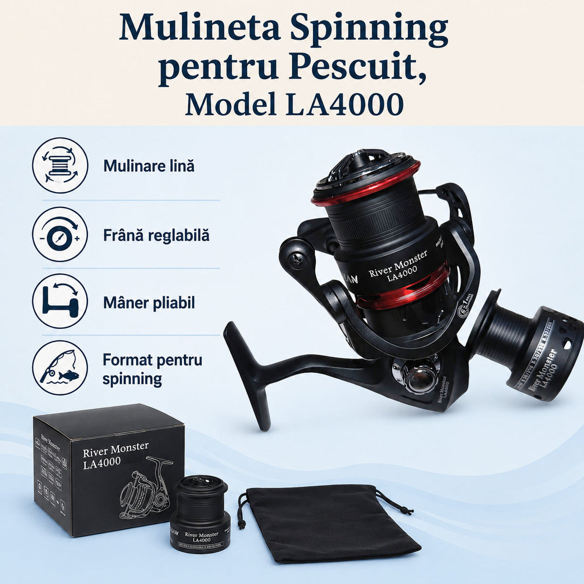 Mulineta Spinning pentru Pescuit, Model LA4000 – caracteristici și beneficii