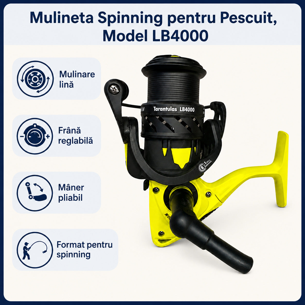 Mulineta Spinning pentru Pescuit, Model LB4000 – caracteristici