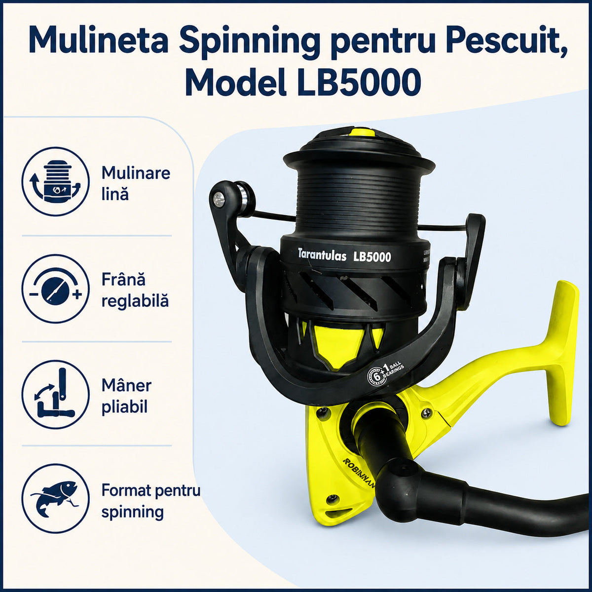 Mulineta Spinning pentru Pescuit, Model LB5000 – caracteristici și beneficii