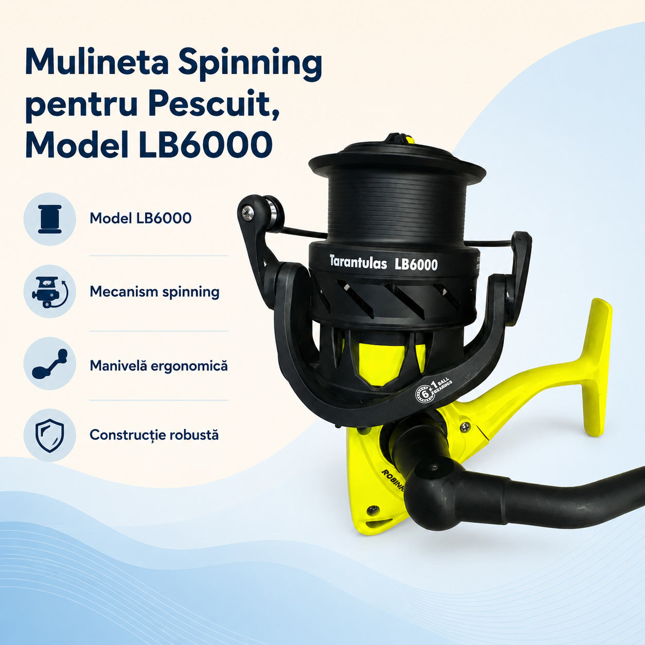 Mulineta Spinning pentru Pescuit, Model LB6000 – caracteristici
