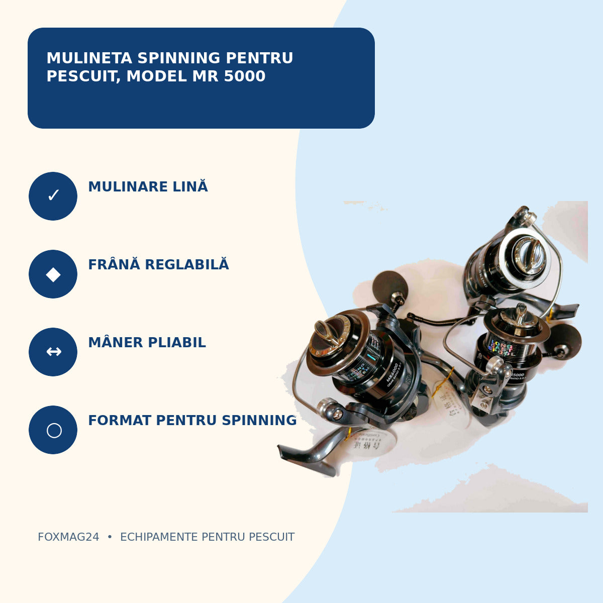 Mulineta Spinning pentru Pescuit, Model MR 5000 – caracteristici