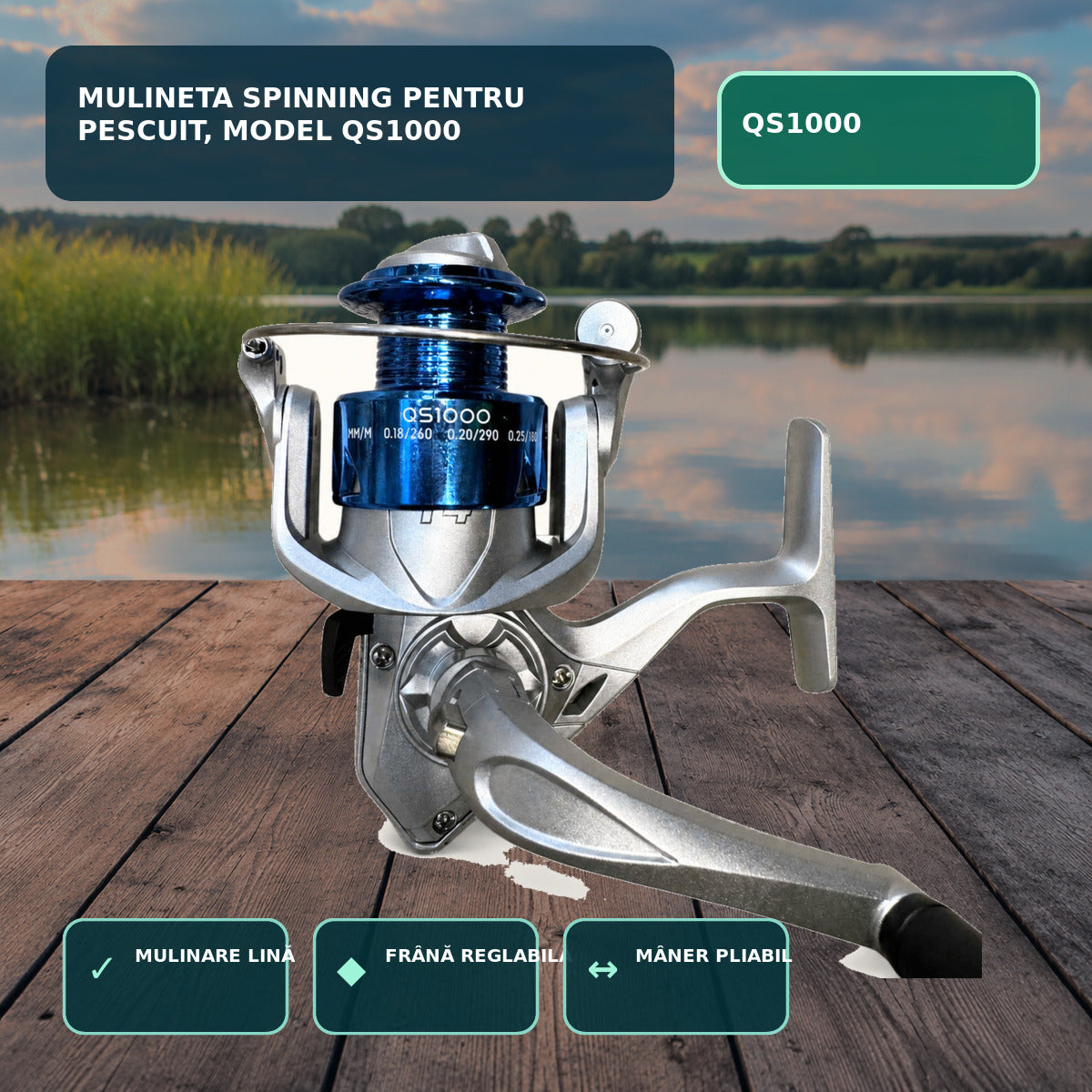 Mulineta Spinning pentru Pescuit, Model QS1000 – imagine principală