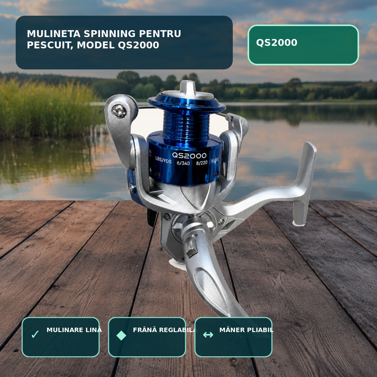 Mulineta Spinning pentru Pescuit, Model QS2000 – imagine principală