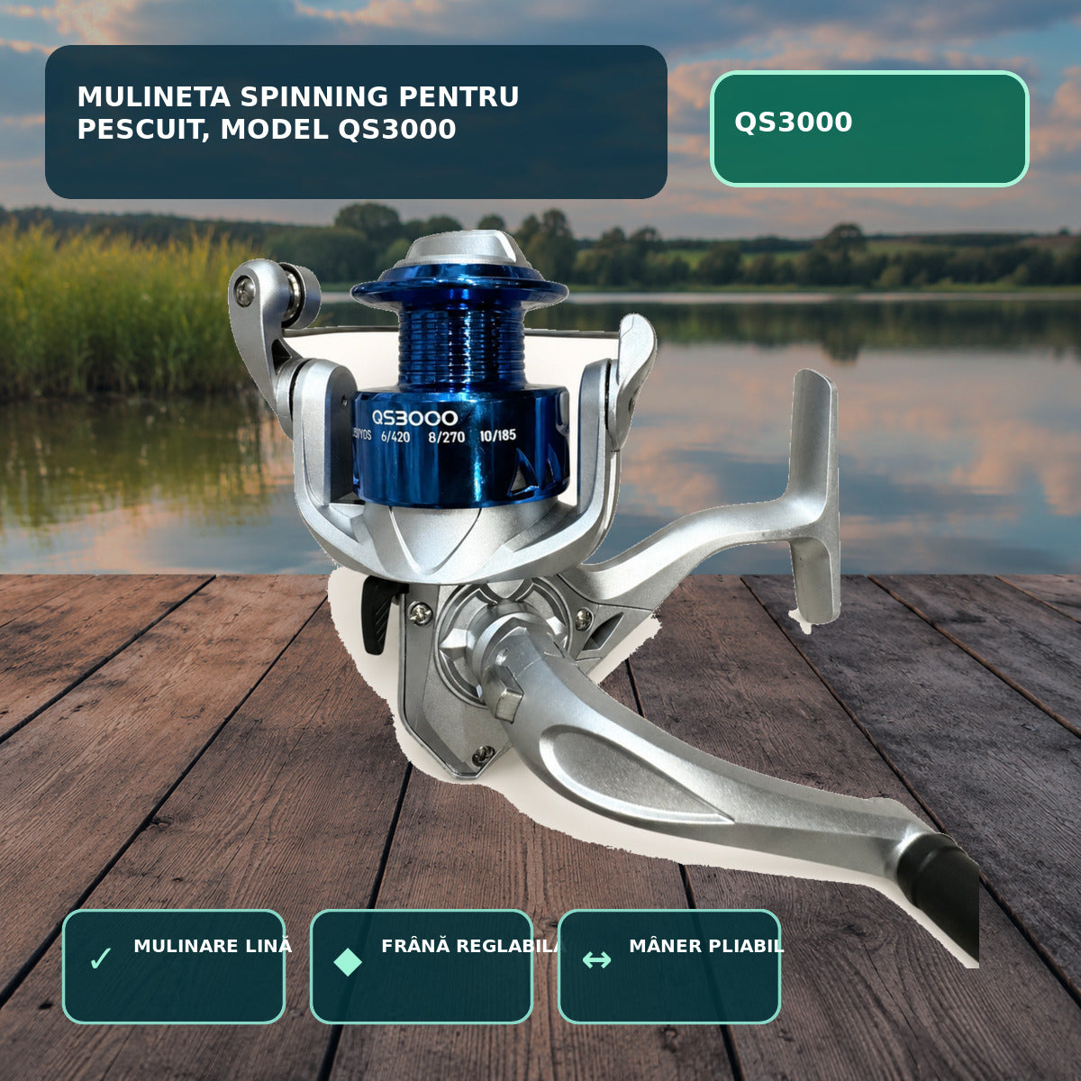 Mulineta Spinning pentru Pescuit, Model QS3000 – imagine principală
