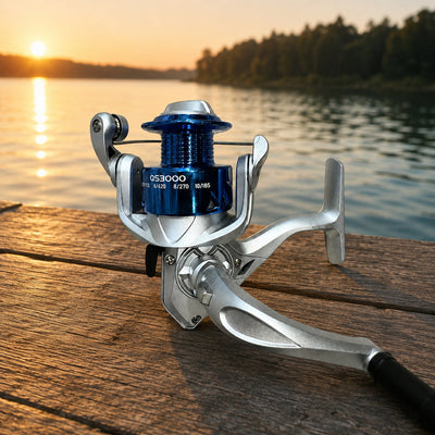 Mulineta Spinning pentru Pescuit, Model QS3000 – imagine comercială în ambient