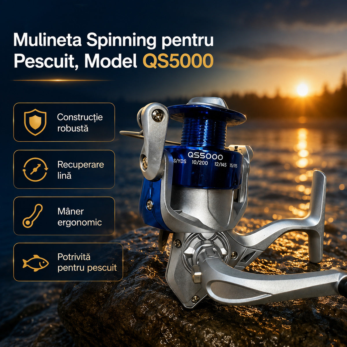 Mulineta Spinning pentru Pescuit, Model QS5000 – imagine principală