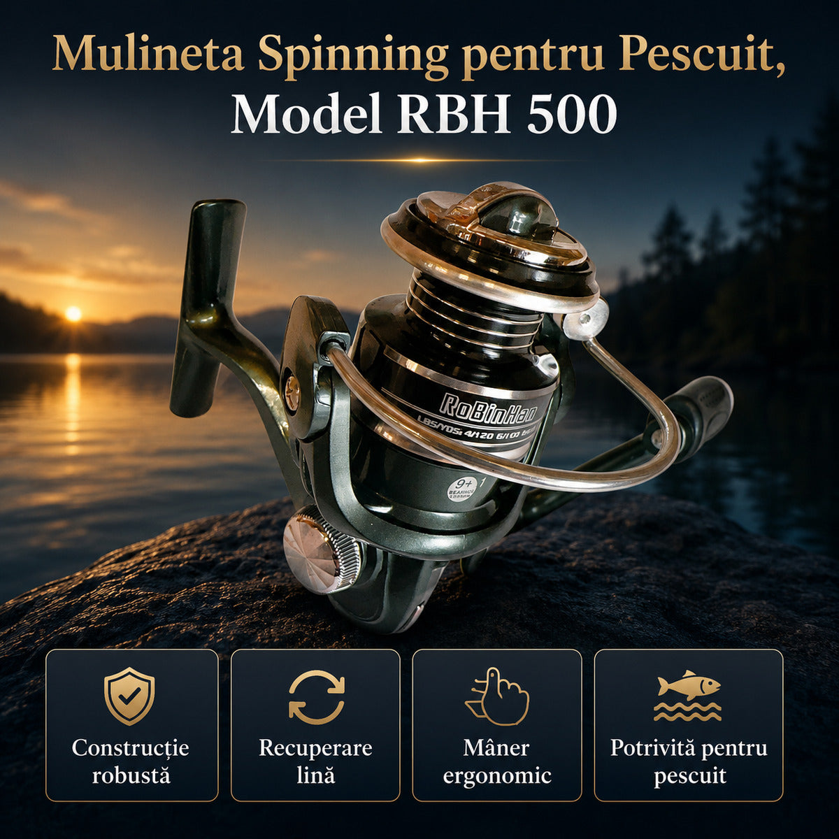 Mulineta Spinning pentru Pescuit, Model RBH 500 – imagine principală promoțională