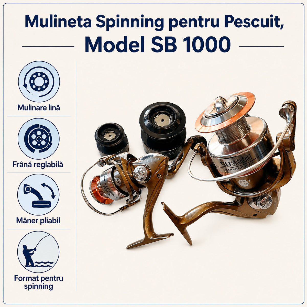 Mulineta Spinning pentru Pescuit, Model SB 1000 – caracteristici și beneficii