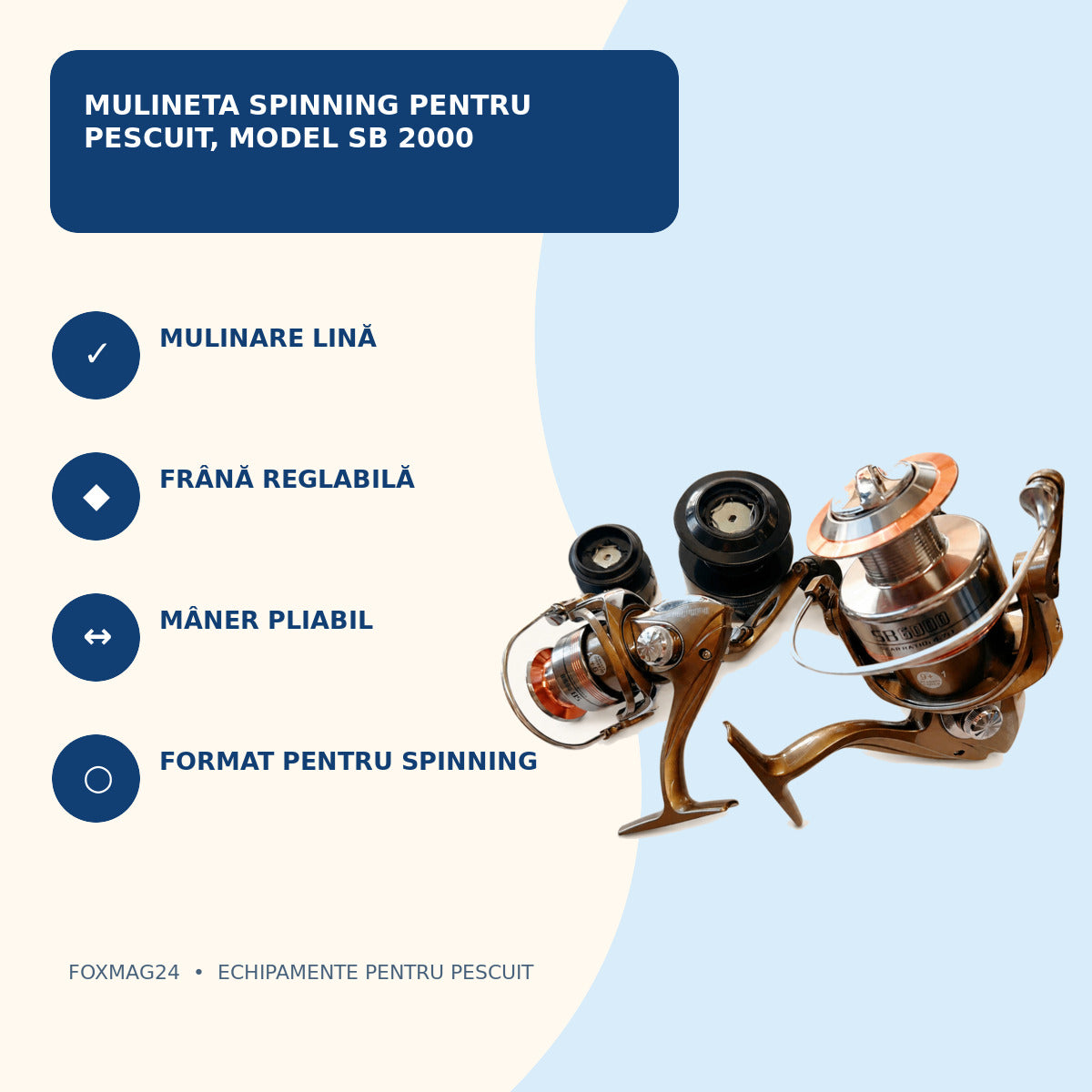 Mulineta Spinning pentru Pescuit, Model SB 2000 – caracteristici