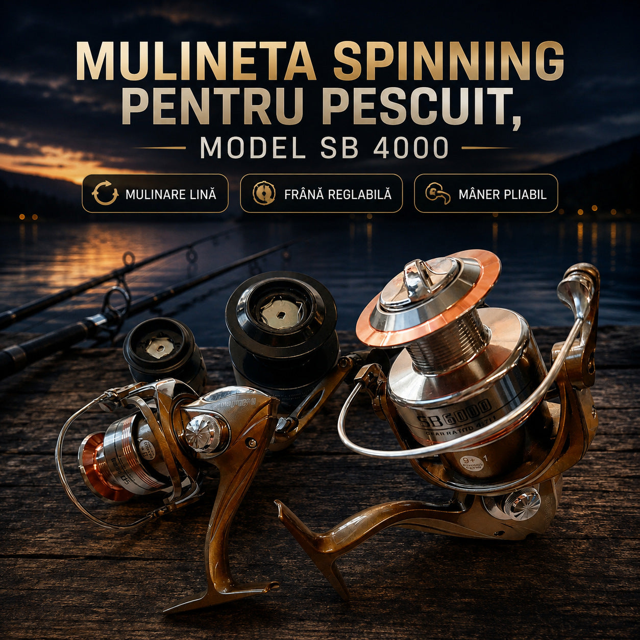Mulineta Spinning pentru Pescuit, Model SB 4000 – imagine principală