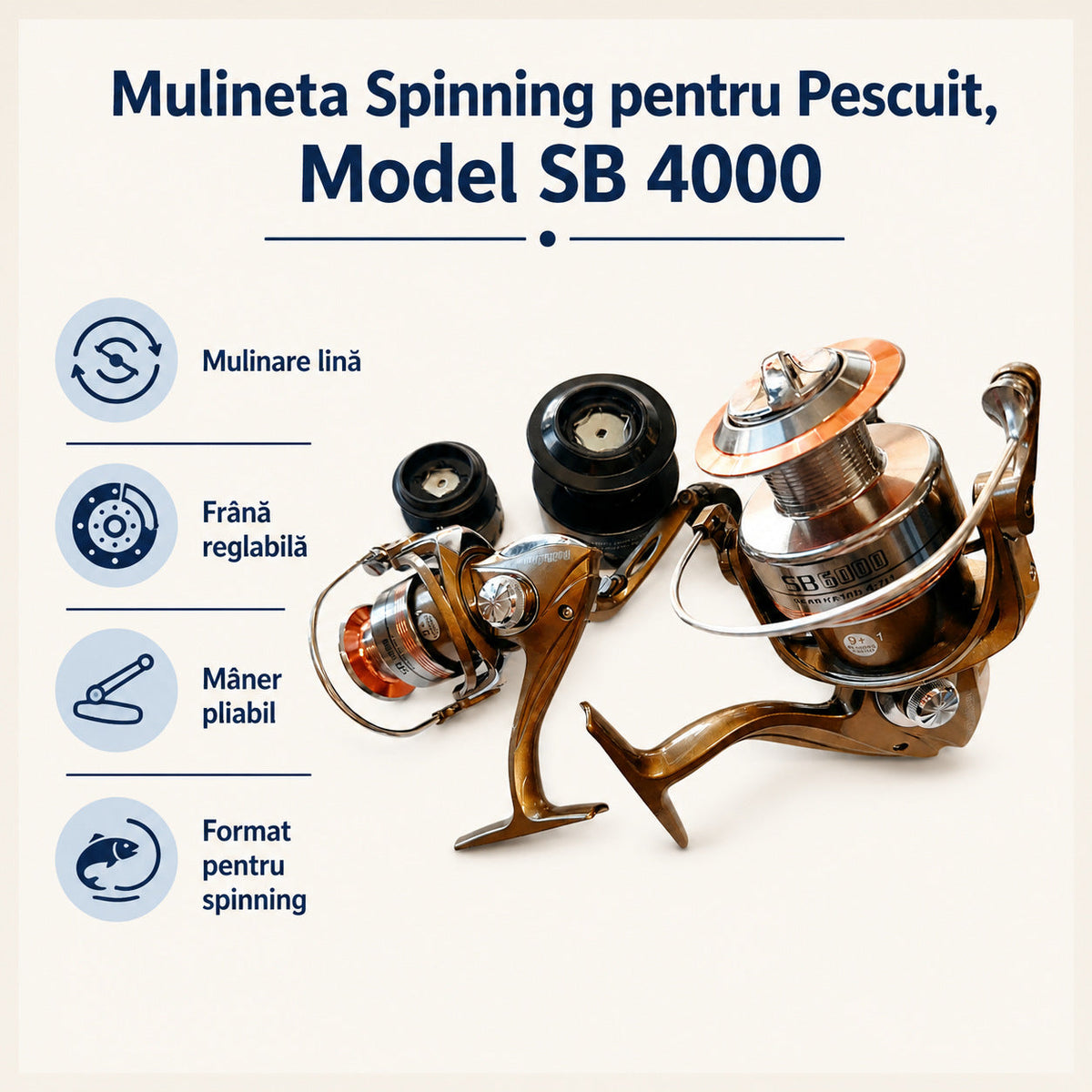 Mulineta Spinning pentru Pescuit, Model SB 4000 – caracteristici și beneficii