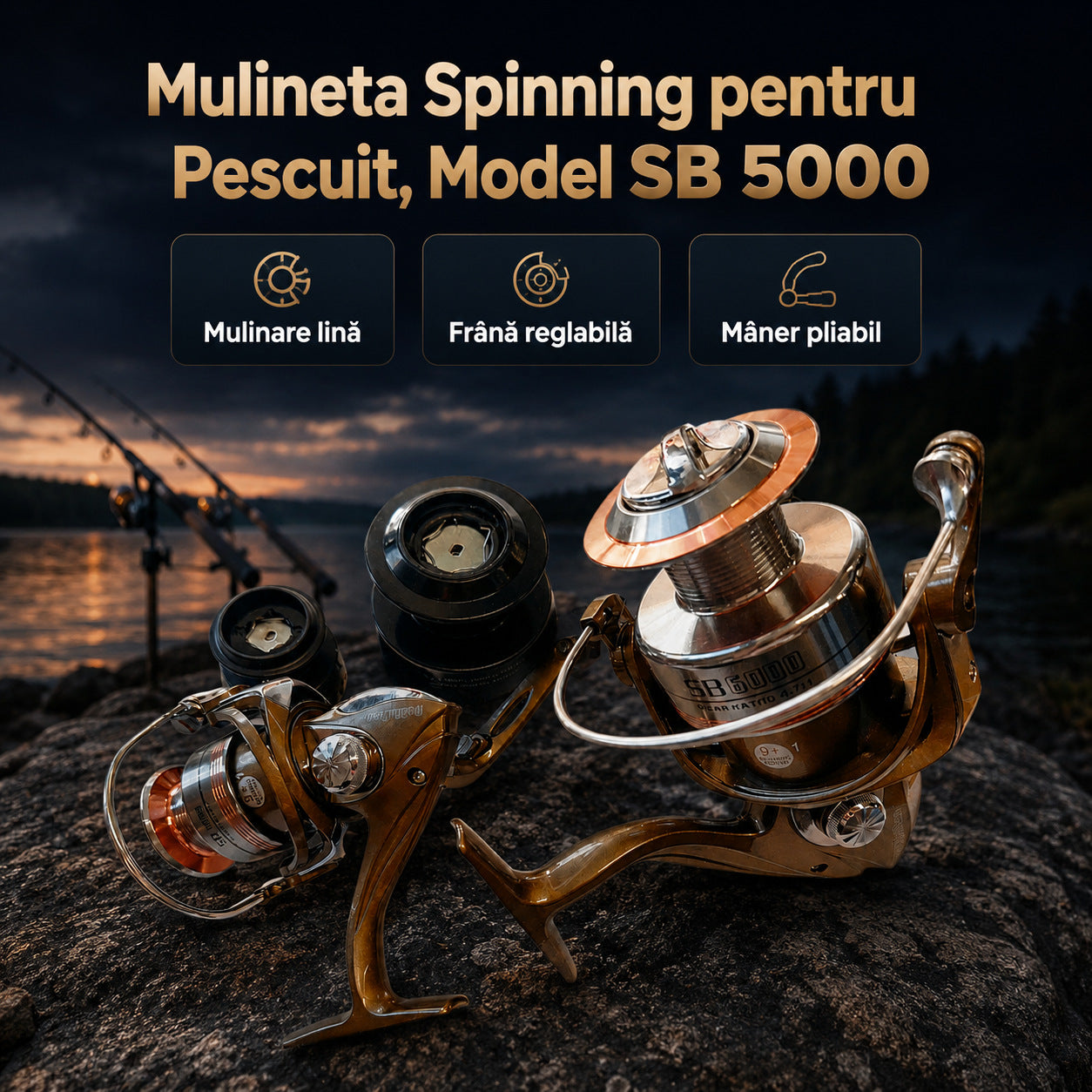 Mulineta Spinning pentru Pescuit, Model SB 5000 – imagine principală