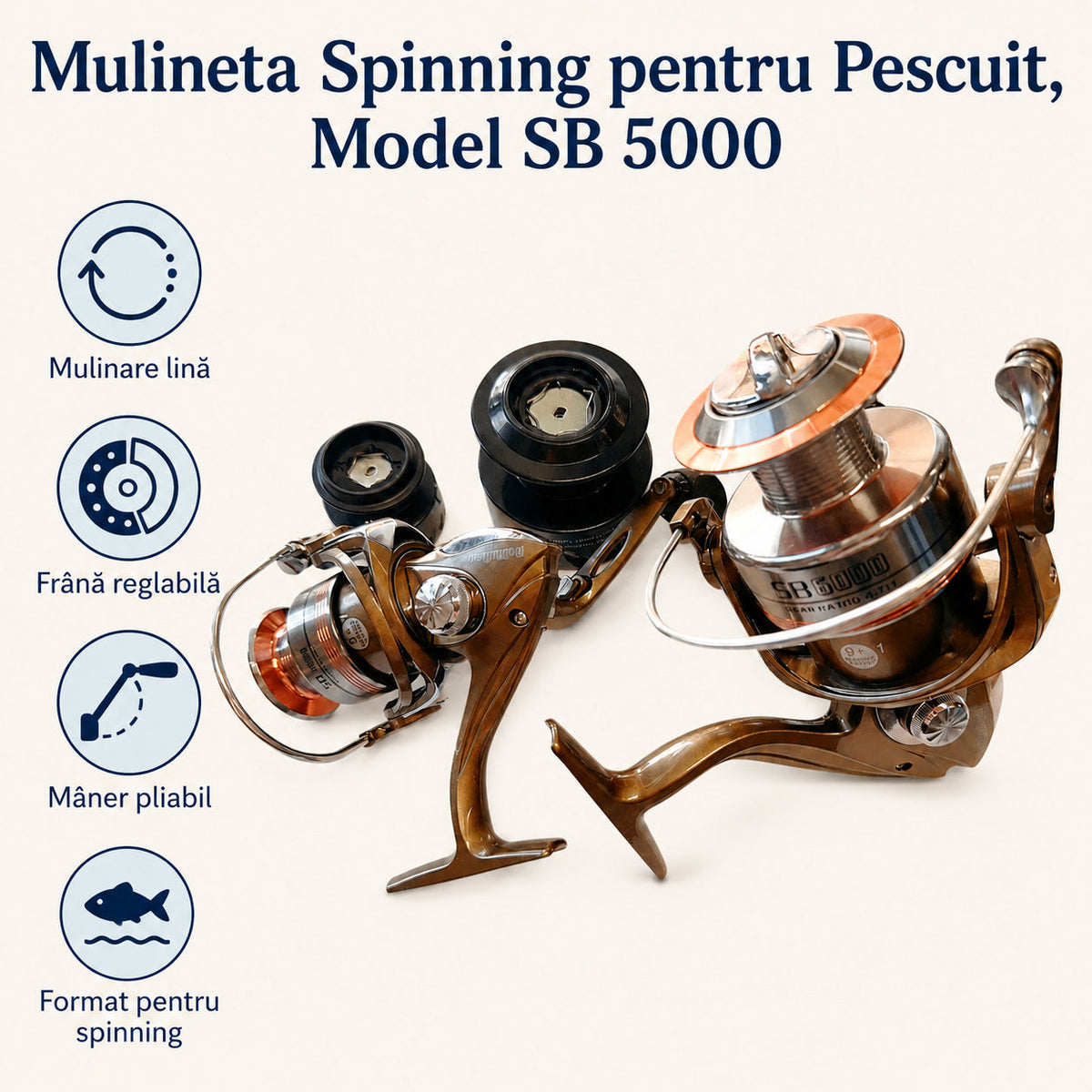 Mulineta Spinning pentru Pescuit, Model SB 5000 – caracteristici și beneficii