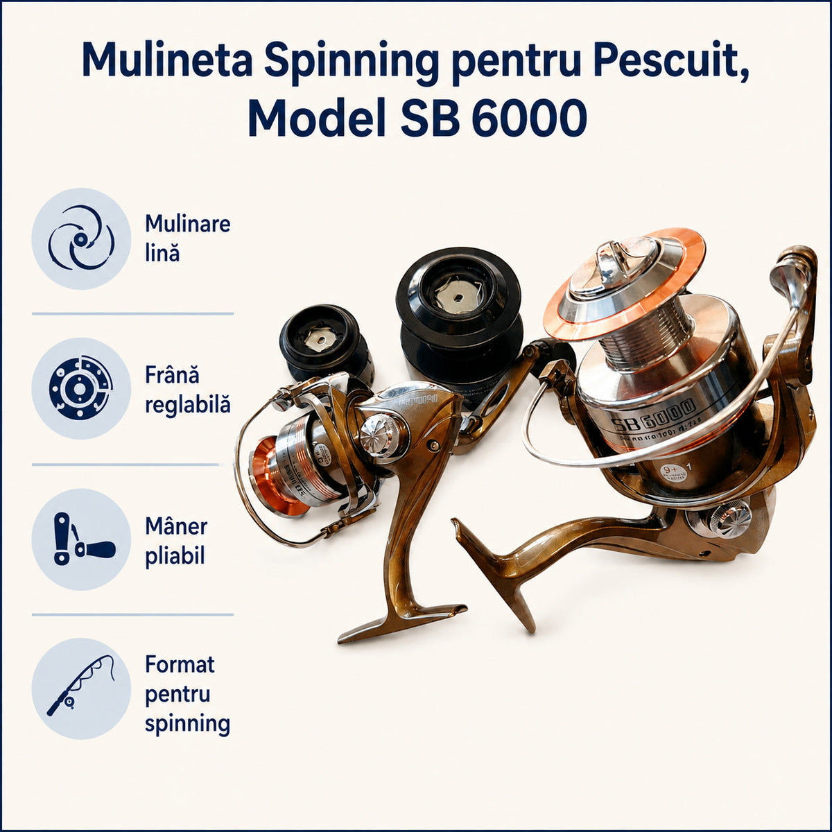 Mulineta Spinning pentru Pescuit, Model SB 6000 – caracteristici și beneficii