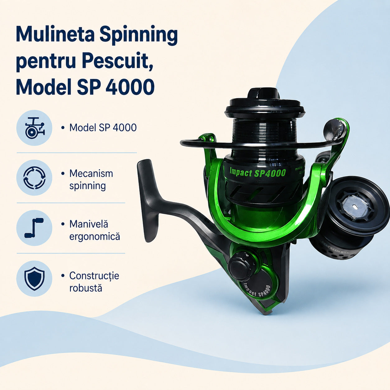 Mulineta Spinning pentru Pescuit, Model SP 4000 – caracteristici