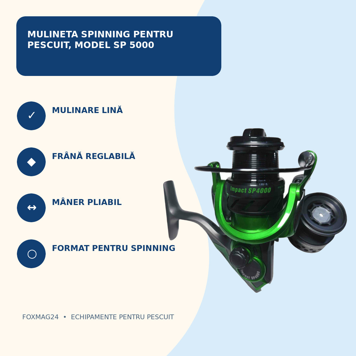 Mulineta Spinning pentru Pescuit, Model SP 5000 – caracteristici