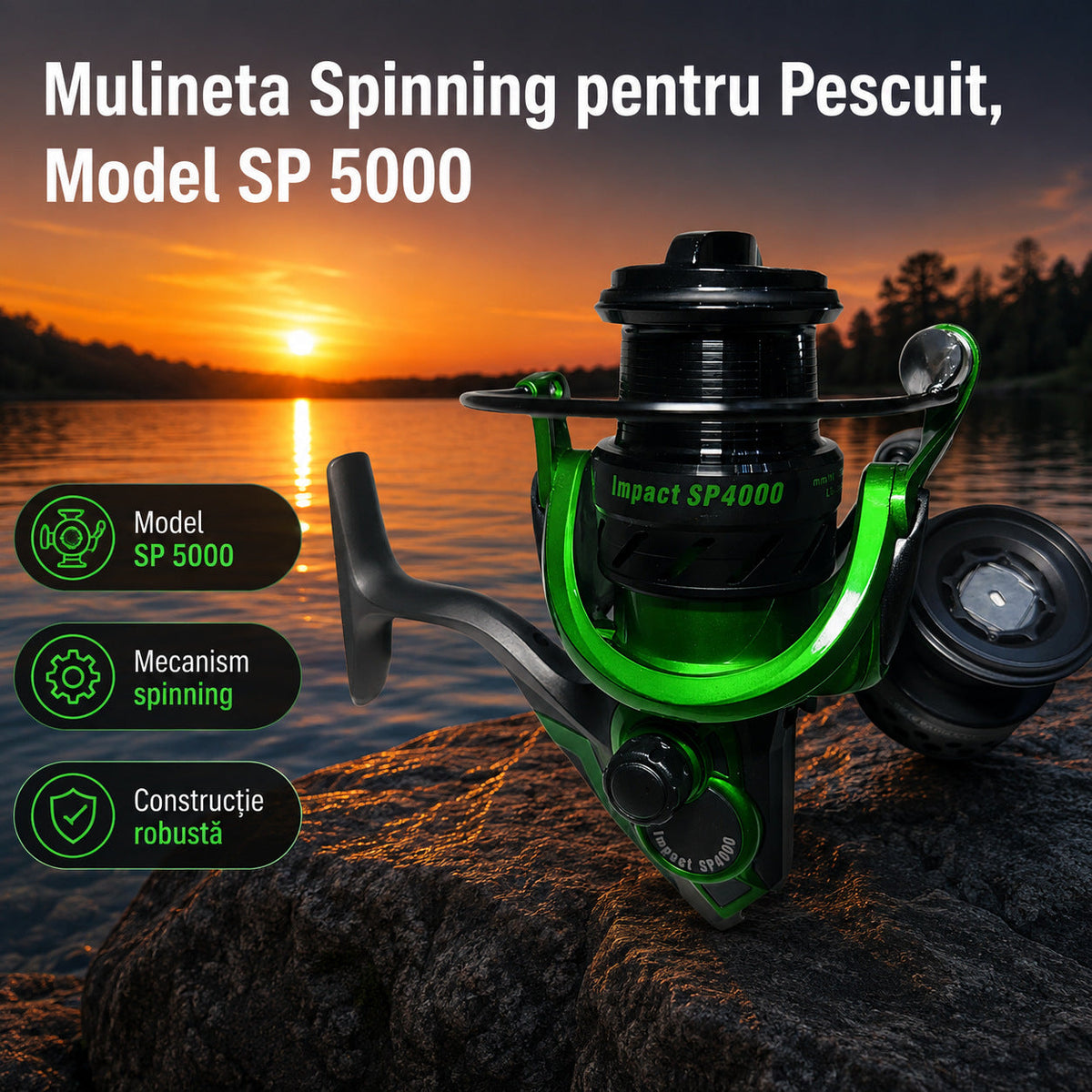 Mulineta Spinning pentru Pescuit, Model SP 5000 – imagine principală promoțională