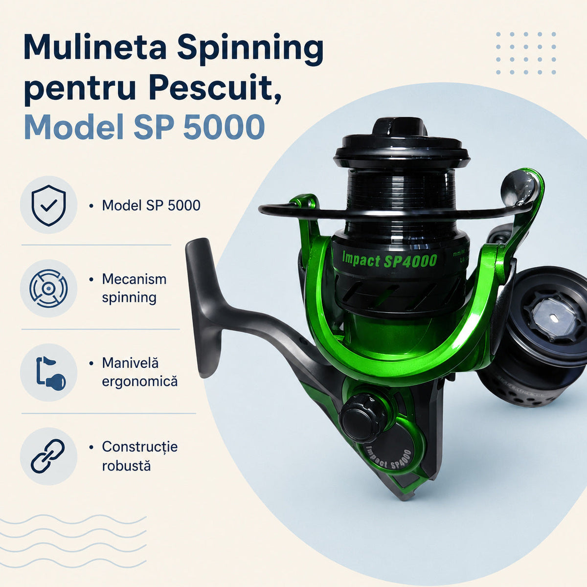 Mulineta Spinning pentru Pescuit, Model SP 5000 – caracteristici și beneficii