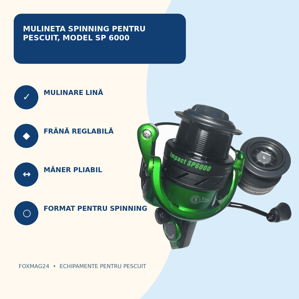 Mulineta Spinning pentru Pescuit, Model SP 6000 – caracteristici