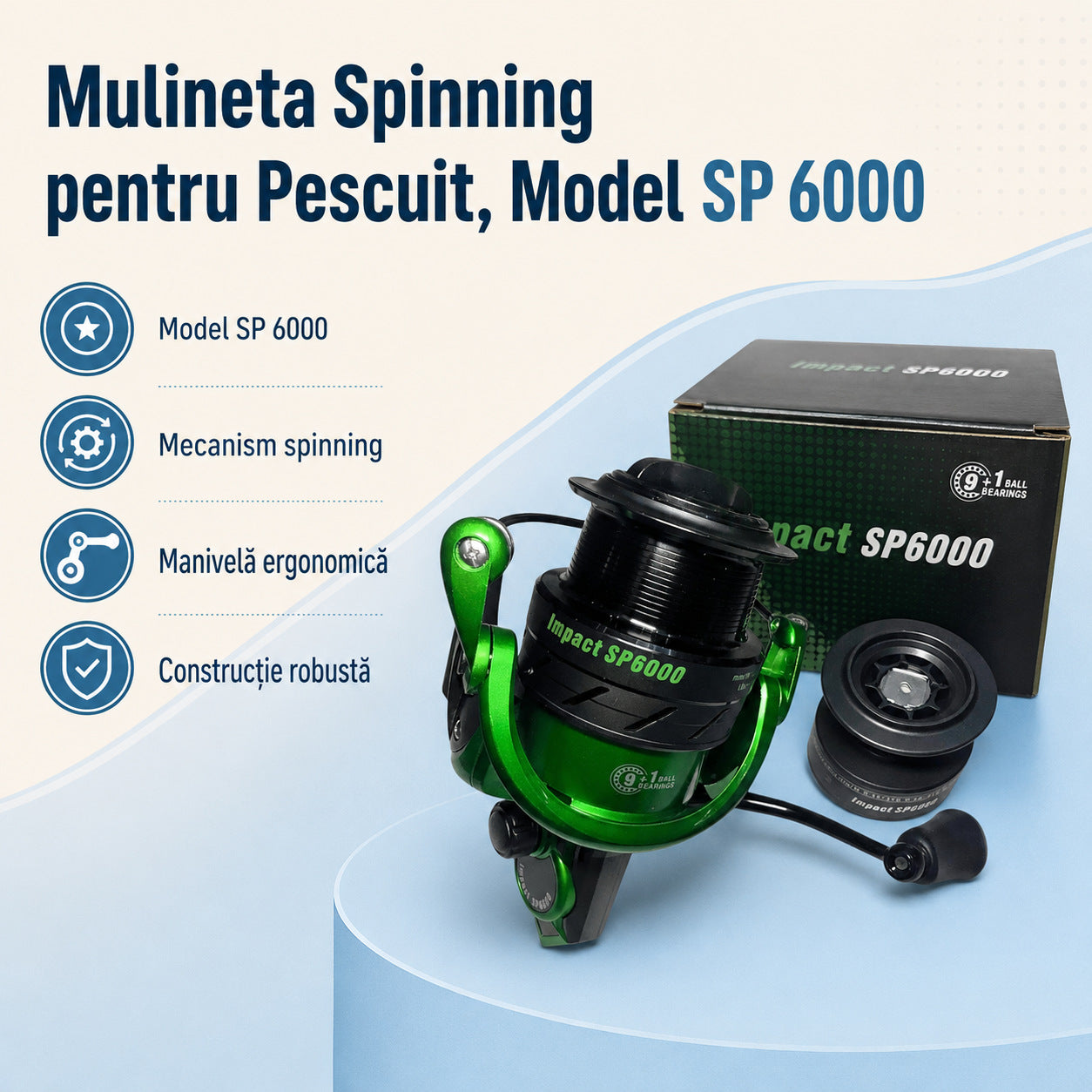Mulineta Spinning pentru Pescuit, Model SP 6000 – caracteristici