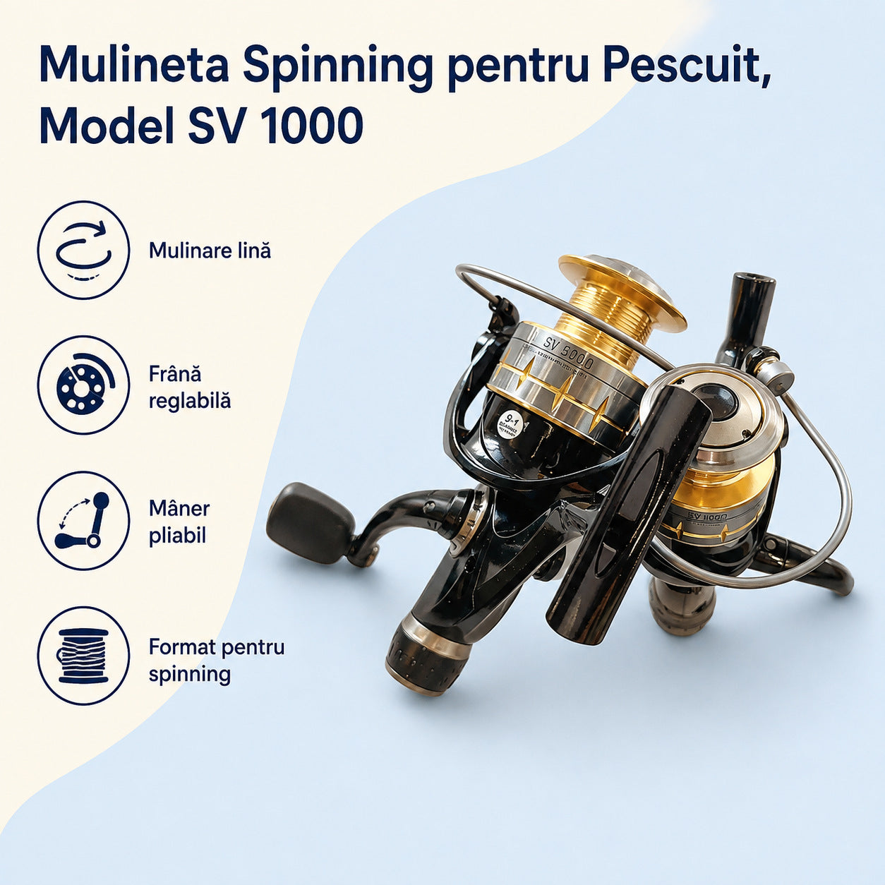 Mulineta Spinning pentru Pescuit, Model SV 1000 – caracteristici