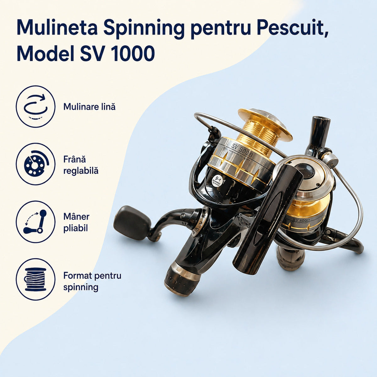 Mulineta Spinning pentru Pescuit, Model SV 1000 – caracteristici și beneficii