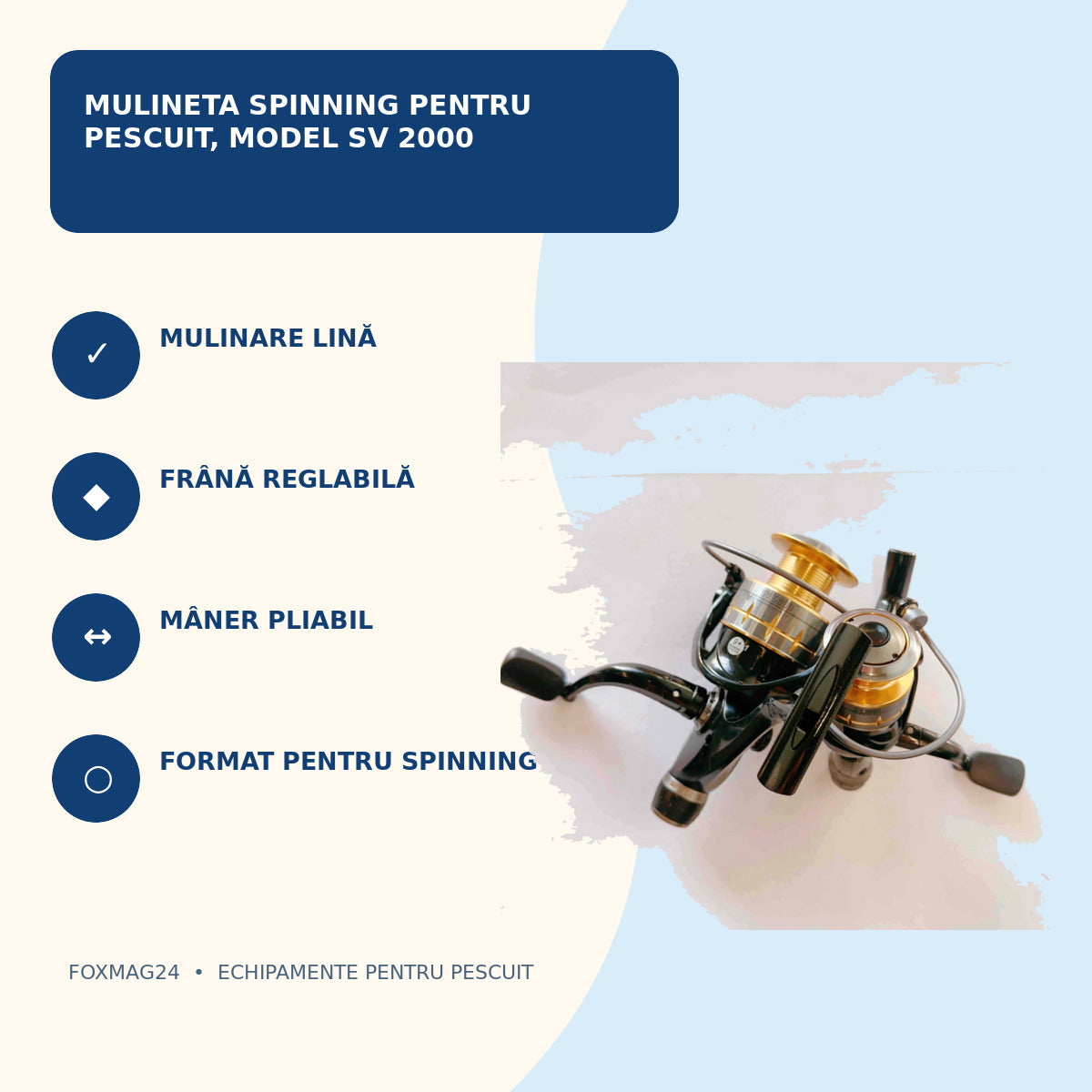 Mulineta Spinning pentru Pescuit, Model SV 2000 – caracteristici