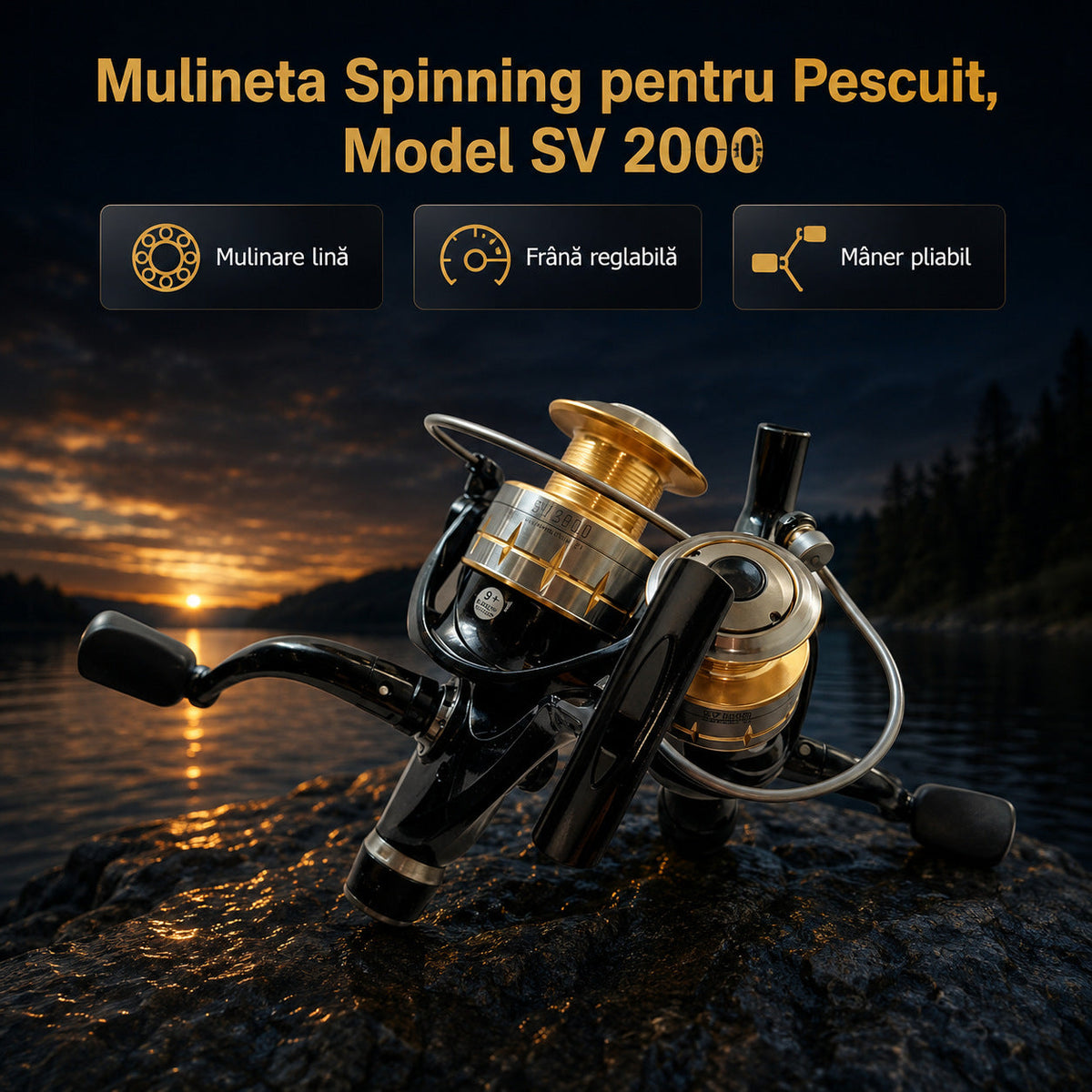 Mulineta Spinning pentru Pescuit, Model SV 2000 – imagine principală promoțională