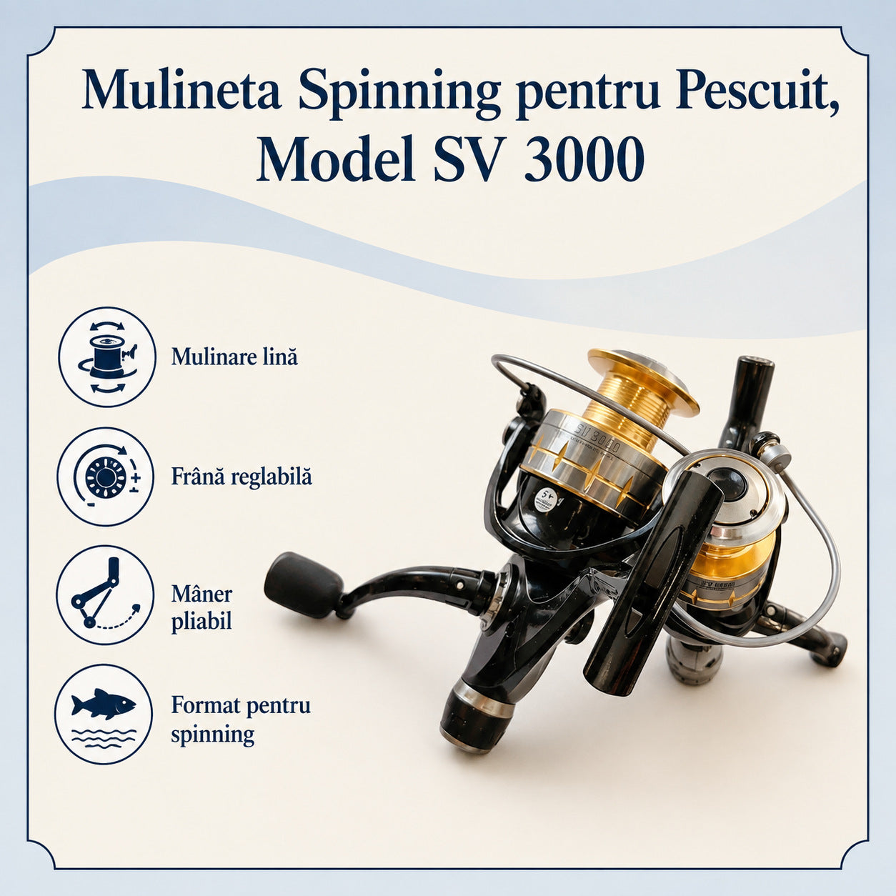 Mulineta Spinning pentru Pescuit, Model SV 3000 – caracteristici