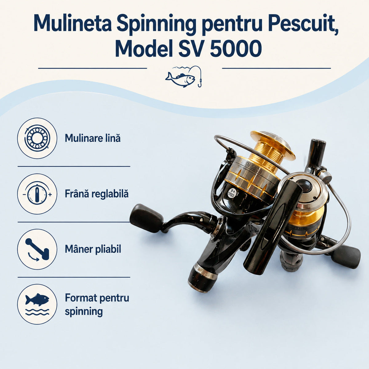 Mulineta Spinning pentru Pescuit, Model SV 5000 – caracteristici și beneficii