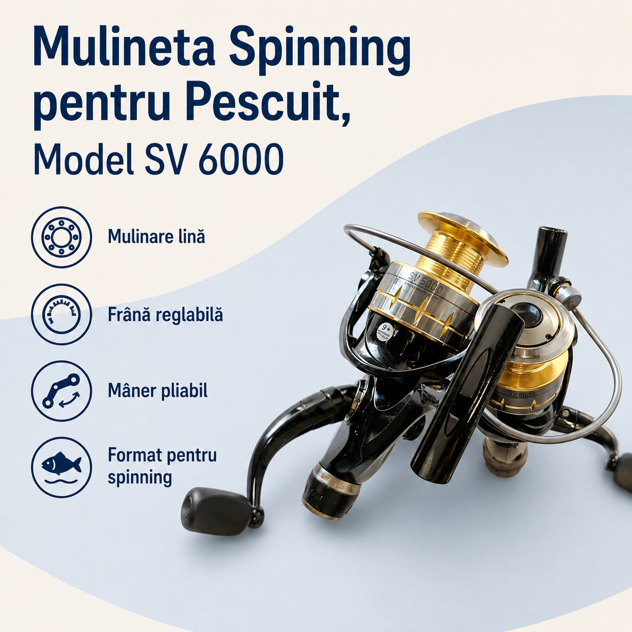 Mulineta Spinning pentru Pescuit, Model SV 6000 – caracteristici