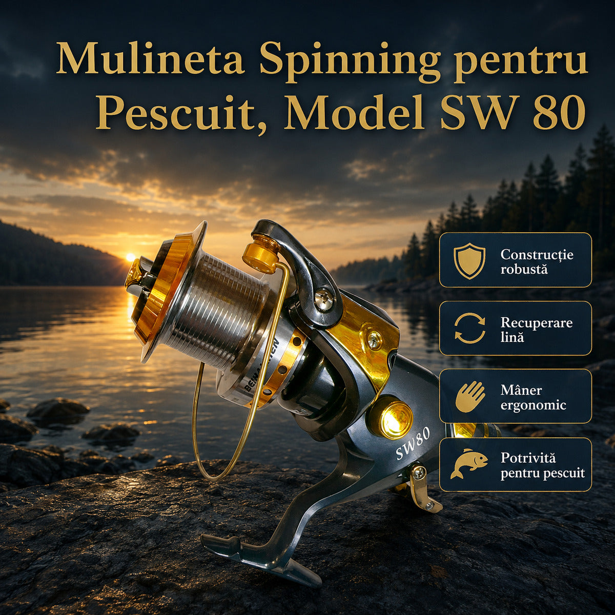 Mulineta Spinning pentru Pescuit, Model SW 80 – imagine principală promoțională