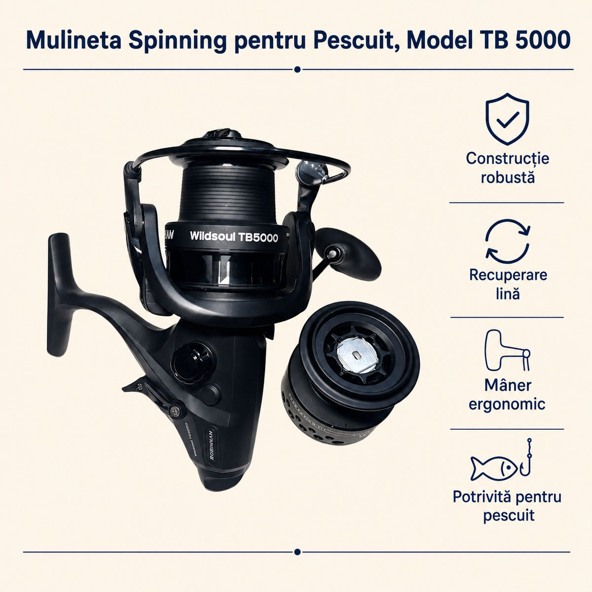 Mulineta Spinning pentru Pescuit, Model TB 5000 – caracteristici