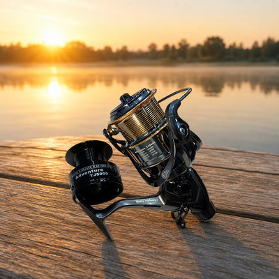 Mulineta Spinning pentru Pescuit, Model TJ 5000 – imagine comercială în ambient