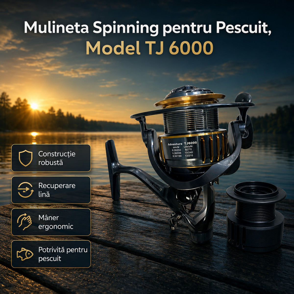 Mulineta Spinning pentru Pescuit, Model TJ 6000 – imagine principală