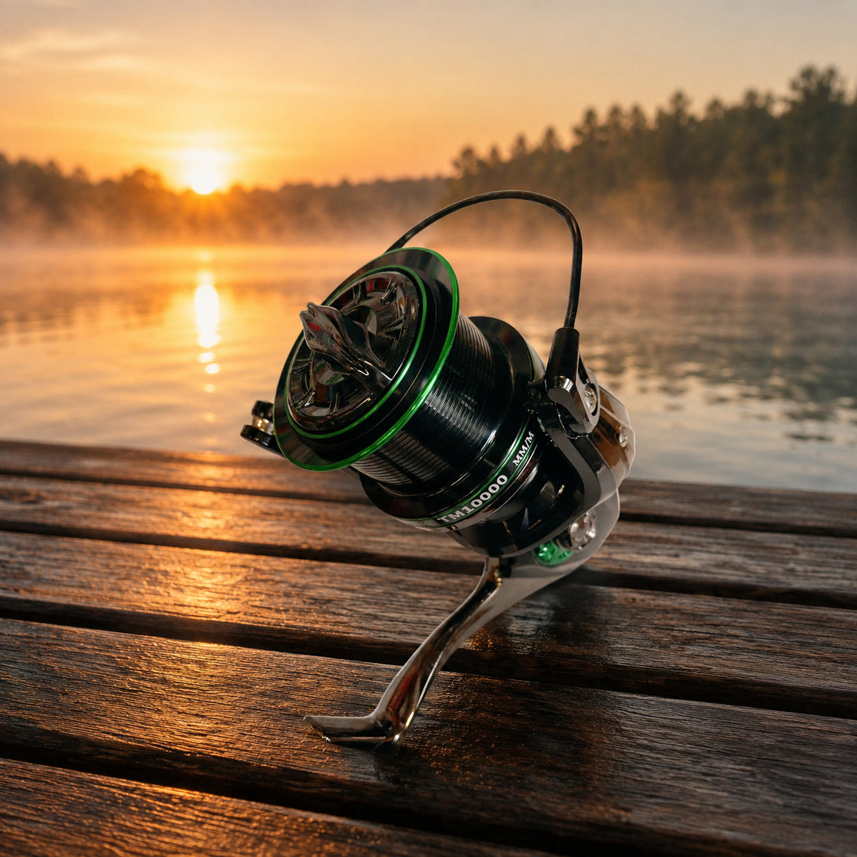 Mulineta Spinning pentru Pescuit, Model TM 10000 – imagine comercială în ambient